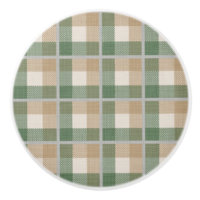 Bouton De Porte En Céramique Tartan (Devant)