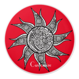 Bouton De Porte En Céramique Tatouage de henné Sun Thunder_Cove