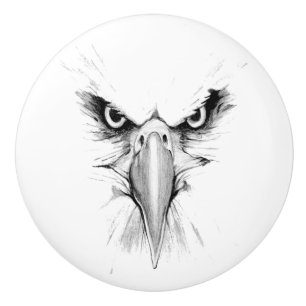Bouton De Porte En Céramique Tatouage de tête d'aigle en céramique