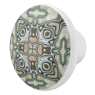Bouton De Porte En Céramique Taupe Beige Brown Vert Hip Ornat Art Motif