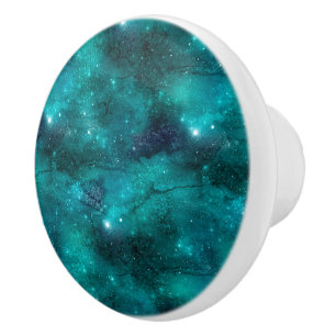 Bouton De Porte En Céramique Teal Galaxy Series Design 8