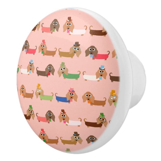 Bouton De Porte En Céramique Teckels drôles (Droite)