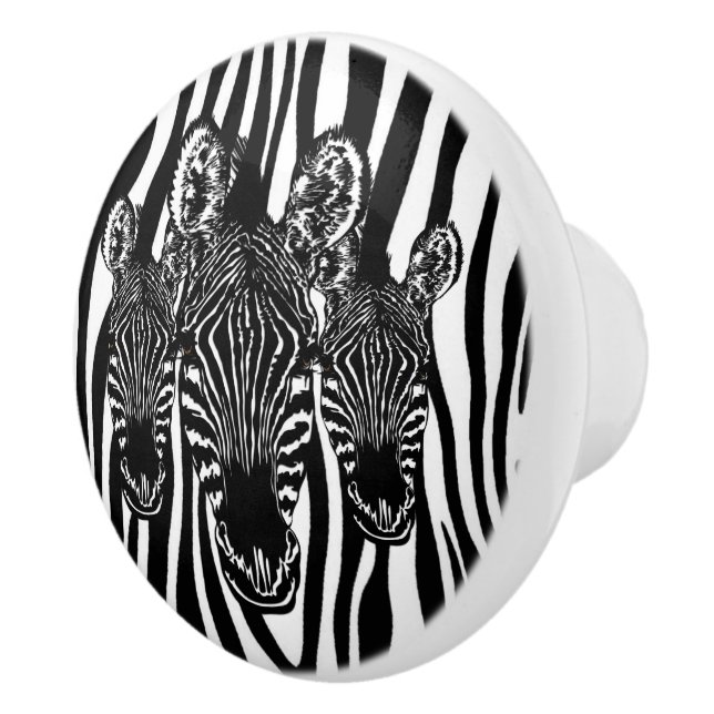Bouton De Porte En Céramique Tendance Zebra Herd sur Zebra Imprimer (Droite)