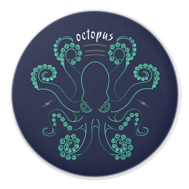 Bouton De Porte En Céramique Tentacules de céphalopodes octopus (Devant)