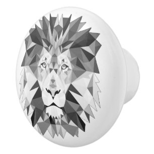 Bouton De Porte En Céramique Tête de lion géométrique cool