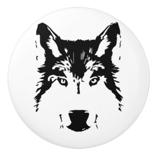 Bouton De Porte En Céramique Tête de loup