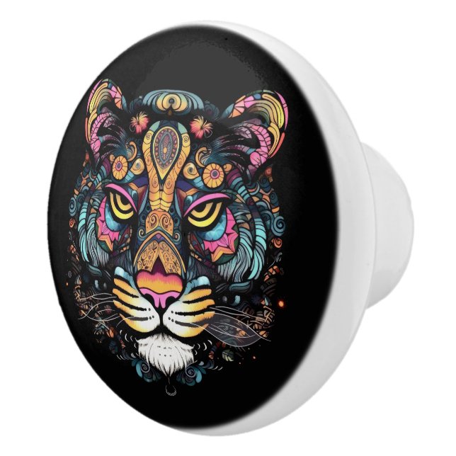 Bouton De Porte En Céramique Tête de tigre géniale (Droite)