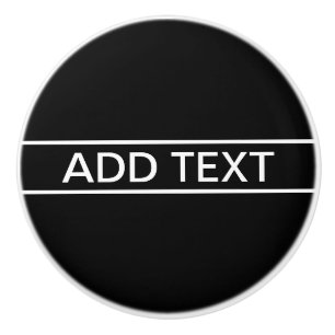 Bouton De Porte En Céramique Texte personnalisable   Bold Modern Black & White