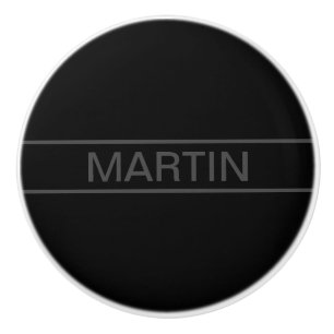 Bouton De Porte En Céramique Texte personnalisable Gras moderne noir et gris