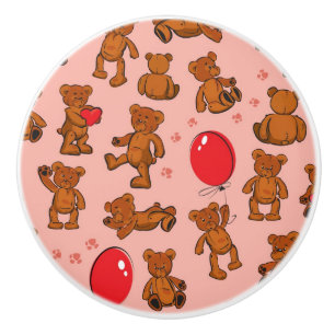 Bouton De Porte En Céramique Texture avec le nounours, coeurs