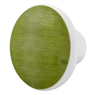 Bouton De Porte En Céramique Texture de l'alligator vert citron