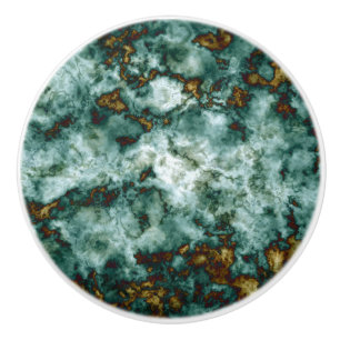 Bouton De Porte En Céramique Texture de marbre verte avec des veines