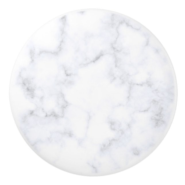 Bouton De Porte En Céramique Texture Marbre blanc (Devant)