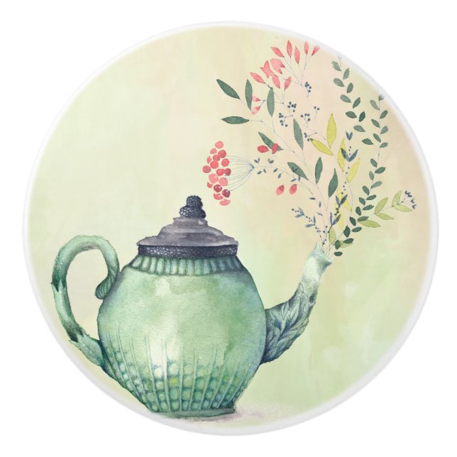 Bouton De Porte En Céramique Thé de floraison (Devant)