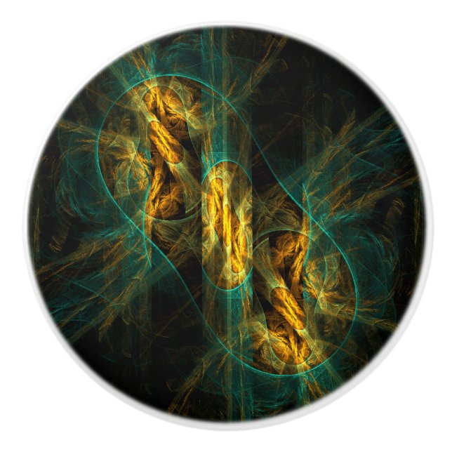 Bouton De Porte En Céramique The Eye of the Jungle Abstract (Devant)