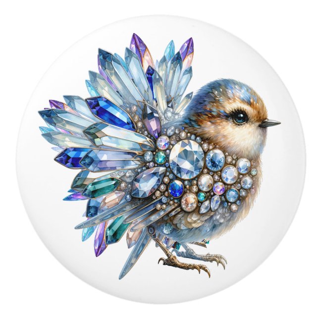 Bouton De Porte En Céramique Thème Bling Birds (Devant)