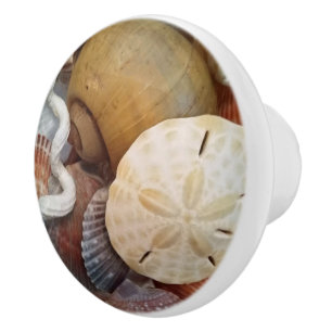 Bouton De Porte En Céramique Thème de plage du dollar de sable de coquillages