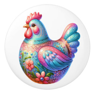 Bouton De Porte En Céramique Thème de poulet en céramique