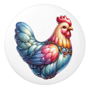 Bouton De Porte En Céramique Thème de poulet en céramique