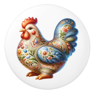 Bouton De Porte En Céramique Thème de poulet en céramique