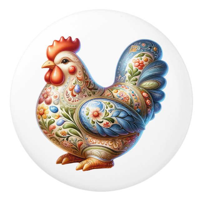 Bouton De Porte En Céramique Thème de poulet en céramique (Devant)