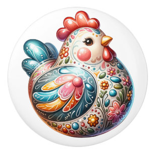 Bouton De Porte En Céramique Thème de poulet en céramique