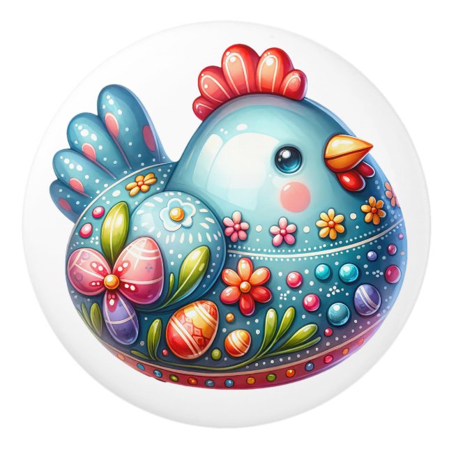 Bouton De Porte En Céramique Thème de poulet en céramique (Devant)