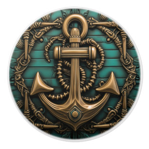 Bouton De Porte En Céramique Thème maritime Ancre vintage