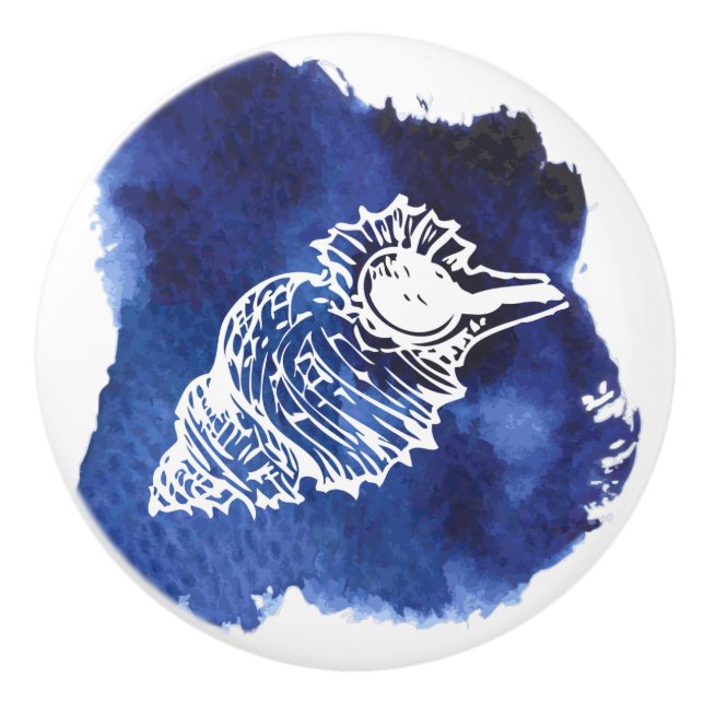 Bouton De Porte En Céramique Tige en céramique, Design de vie côtière, SeaShell (Devant)