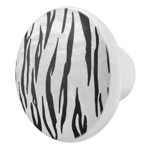 Bouton De Porte En Céramique Tiger noir et blanc