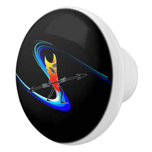 Bouton De Porte En Céramique Tiki Surfer