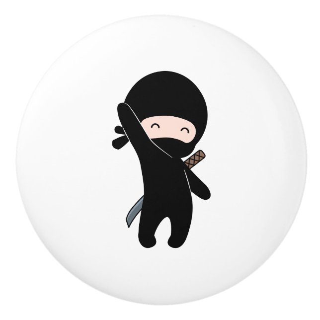 Bouton De Porte En Céramique Tiny Happy Ninja (Devant)