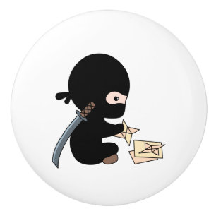 Bouton De Porte En Céramique Tiny Ninja Fabriquant de l'Origami Papier Jetant É