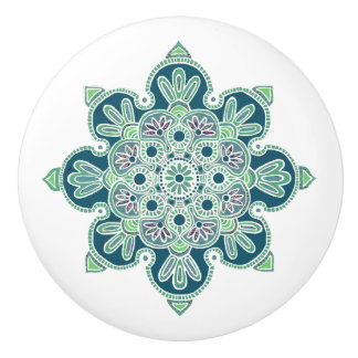 Bouton De Porte En Céramique Tir en céramique/Bouton avec design médaillon vert