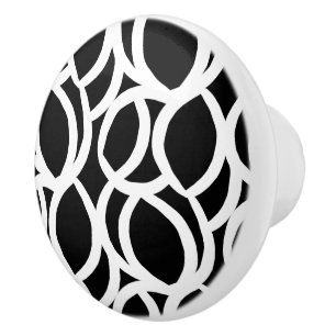 Bouton De Porte En Céramique Tirage en céramique Abstrait noir et blanc