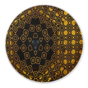 Bouton De Porte En Céramique Tirage en céramique noir et or Abstrait
