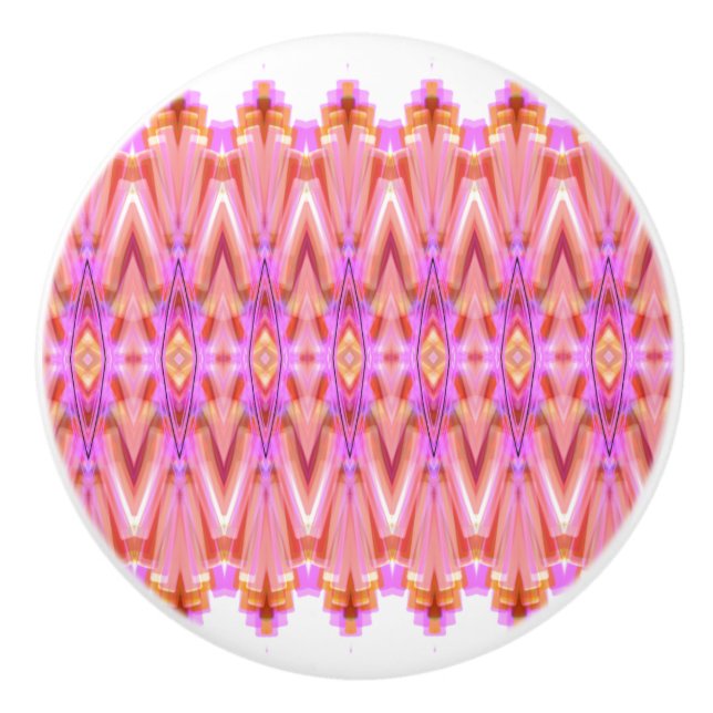 Bouton De Porte En Céramique Tiroir à motif rose (Devant)