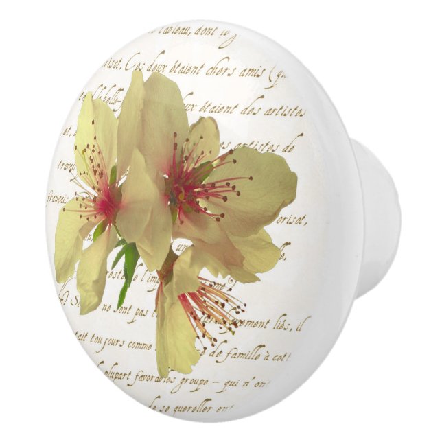 Bouton De Porte En Céramique Tiroir Fleurs Françaises (Droite)
