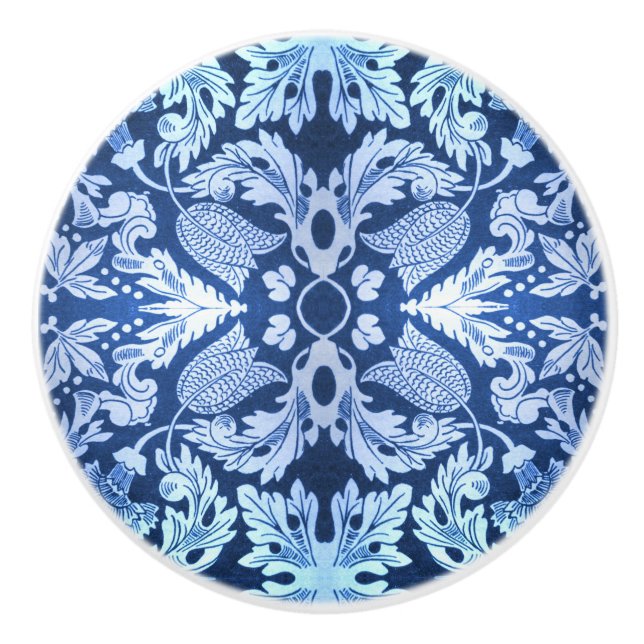 Bouton De Porte En Céramique Tiroir Motif bleu victorien (Devant)