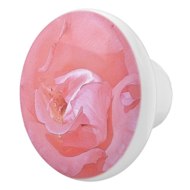 Bouton De Porte En Céramique Tiroir rose Rose Tirage (Droite)