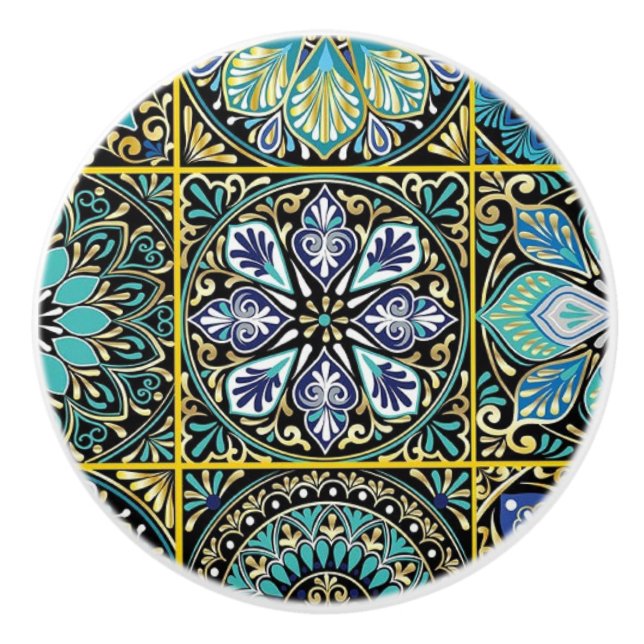 Bouton De Porte En Céramique Tiroir Talavera Carrelage Image bleu turquoise (Devant)