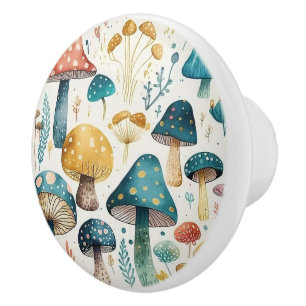 Bouton De Porte En Céramique Tiroirs en céramique Rétro Champignons