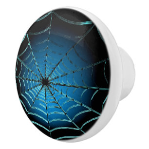 Bouton De Porte En Céramique Toile d'araignée bleu cool