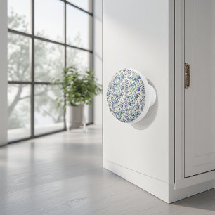 Bouton De Porte En Céramique Toile de Jouy française romantique florale bleu po