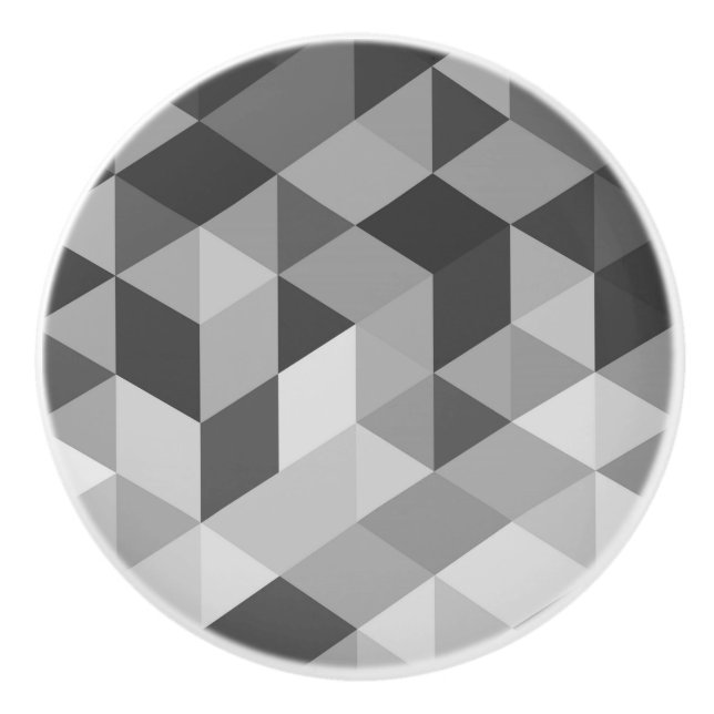 Bouton De Porte En Céramique Tons gris Formes géométriques (Devant)
