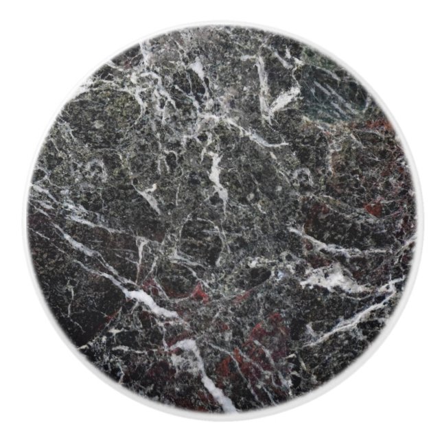 Bouton De Porte En Céramique Tons gris tacheté Motif en marbre (Devant)