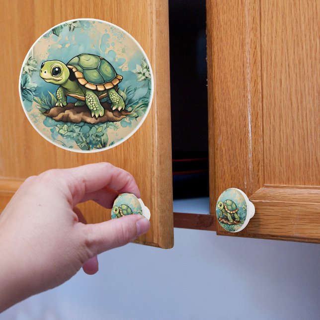 Bouton De Porte En Céramique Tortue de bébé (Créateur téléchargé)