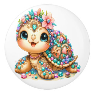 Bouton De Porte En Céramique Tortues Bling Precious - Plus sur le chemin -
