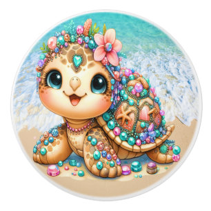 Bouton De Porte En Céramique Tortues Bling Precious - Plus sur le chemin -