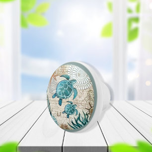 Bouton De Porte En Céramique Tortues vintages